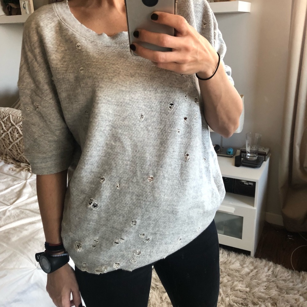 ZARA LONG GREY SHORT SLEEVE SWEATER 💫